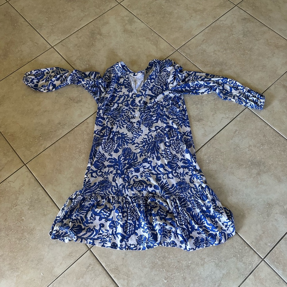 Lilly Pulitzer Blue and White Floral Dress